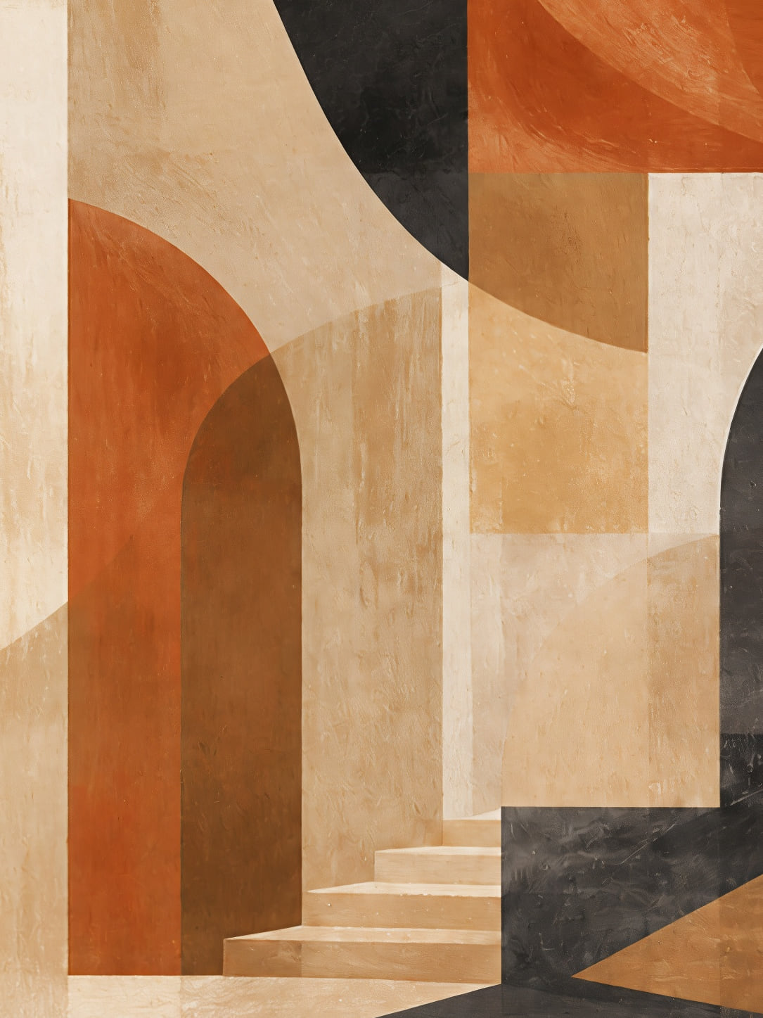 Detail a taille reelle du tirage, affiche architecture l escalier entre les arches paysage
