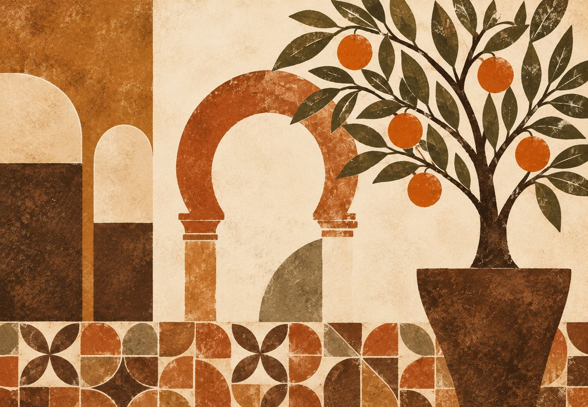 The Orange Tree and the Terracotta Arch (Landscape)