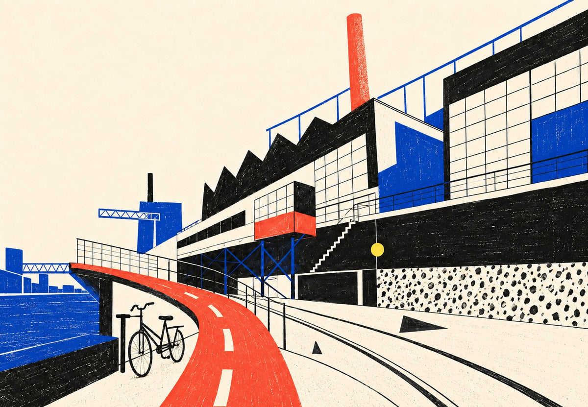 The Bike Path in Front of the Factory (Landscape)