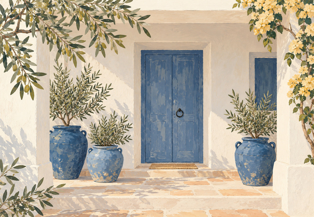 Le porche aux pots bleus (Paysage)