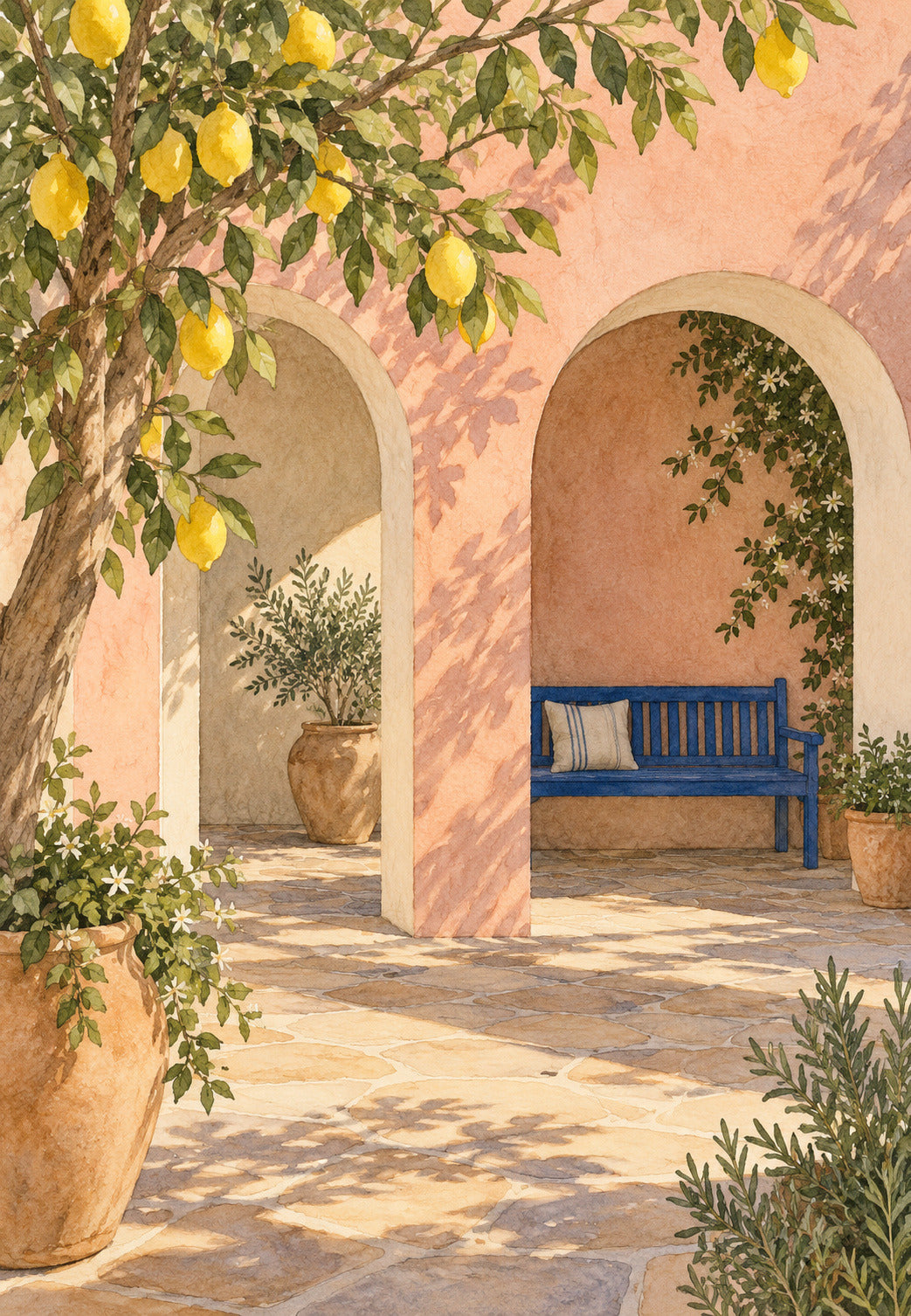 Les arcades de la cour rose