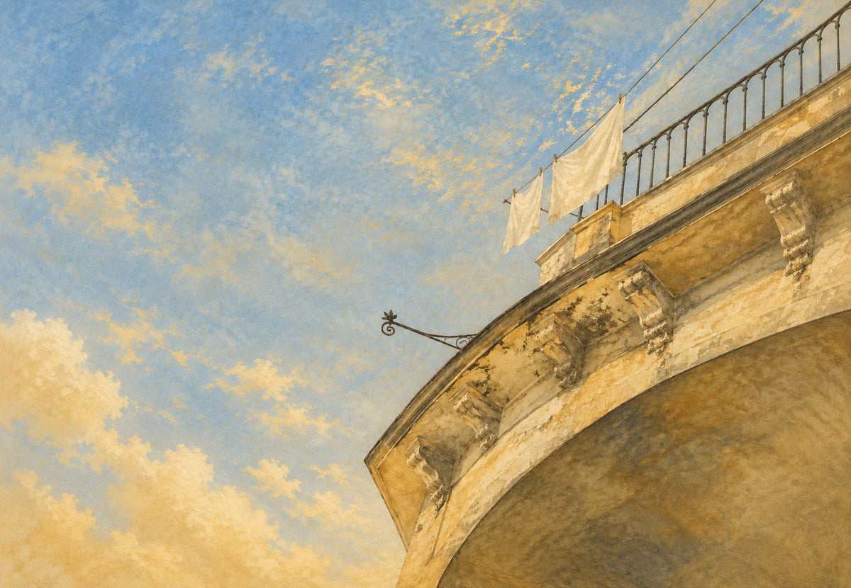 White Laundry on a Naples Balcony (Landscape)