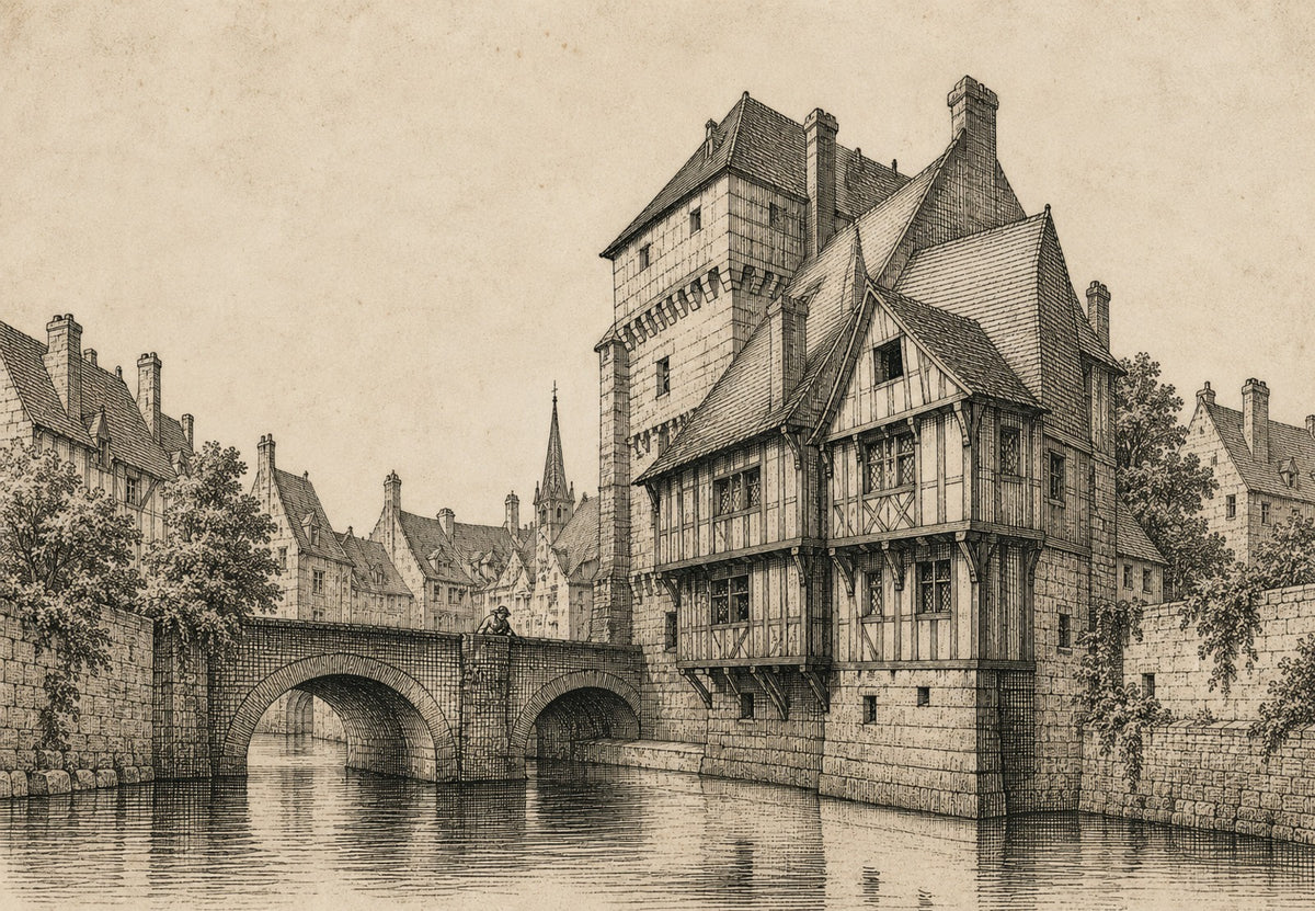 Fachwerkhäuser auf der alten Brücke (Querformat)