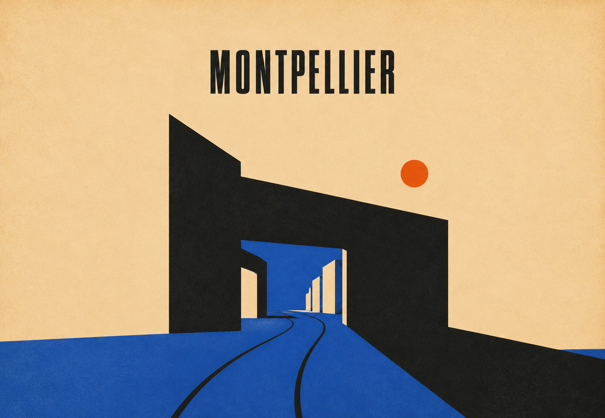 Montpellier, der Straßenbahnbogen (Querformat)