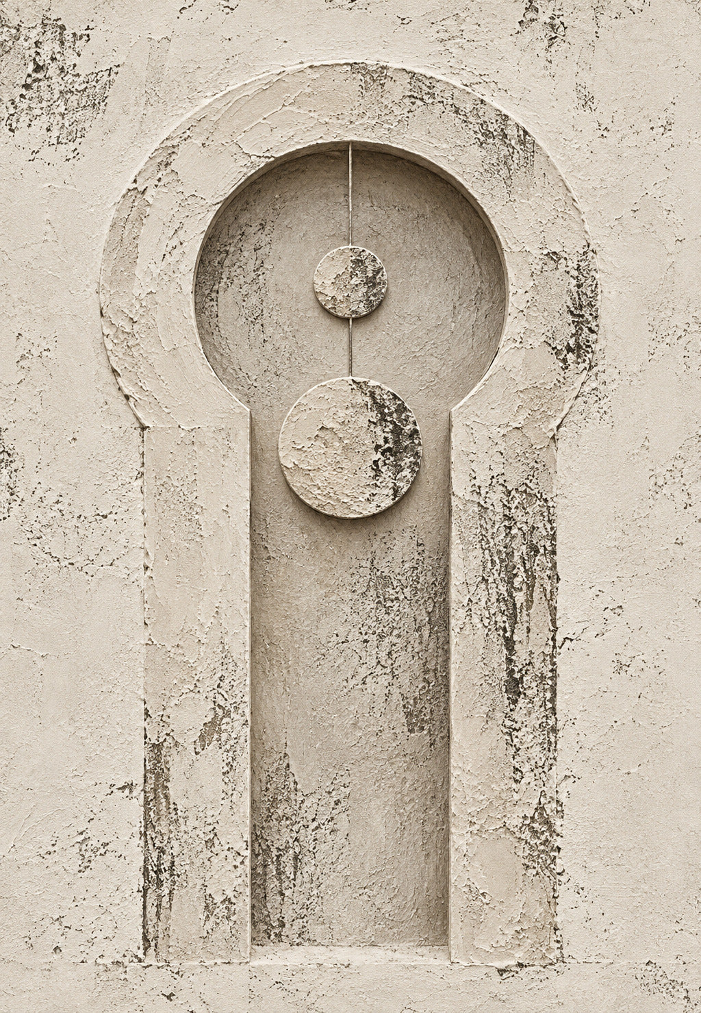 Arched Niche with Two Stone Discs