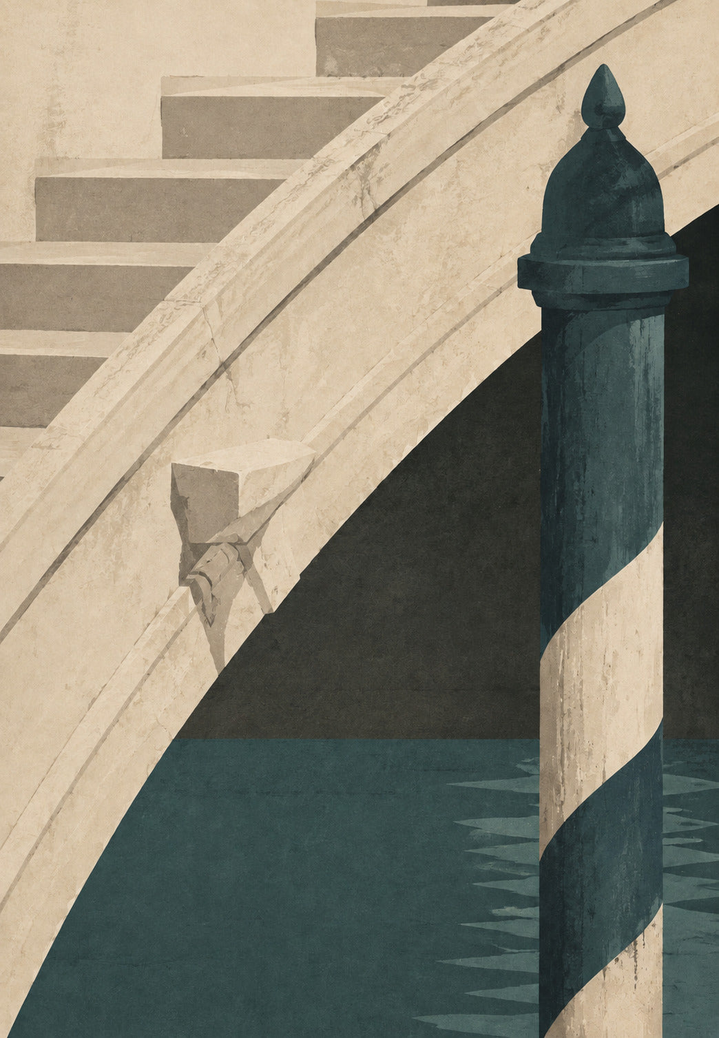 Bridge and Mooring Post in Venice