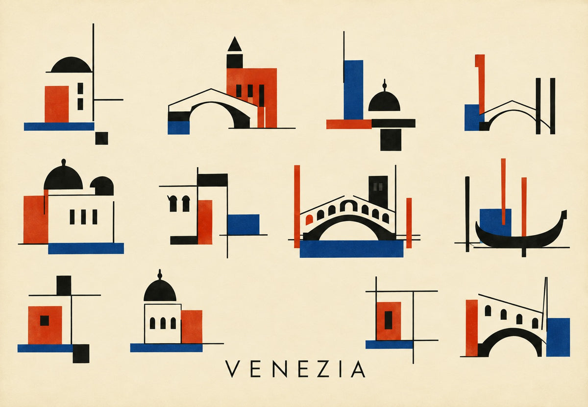 Brücken, Kuppeln und Gondel von Venedig (Querformat)