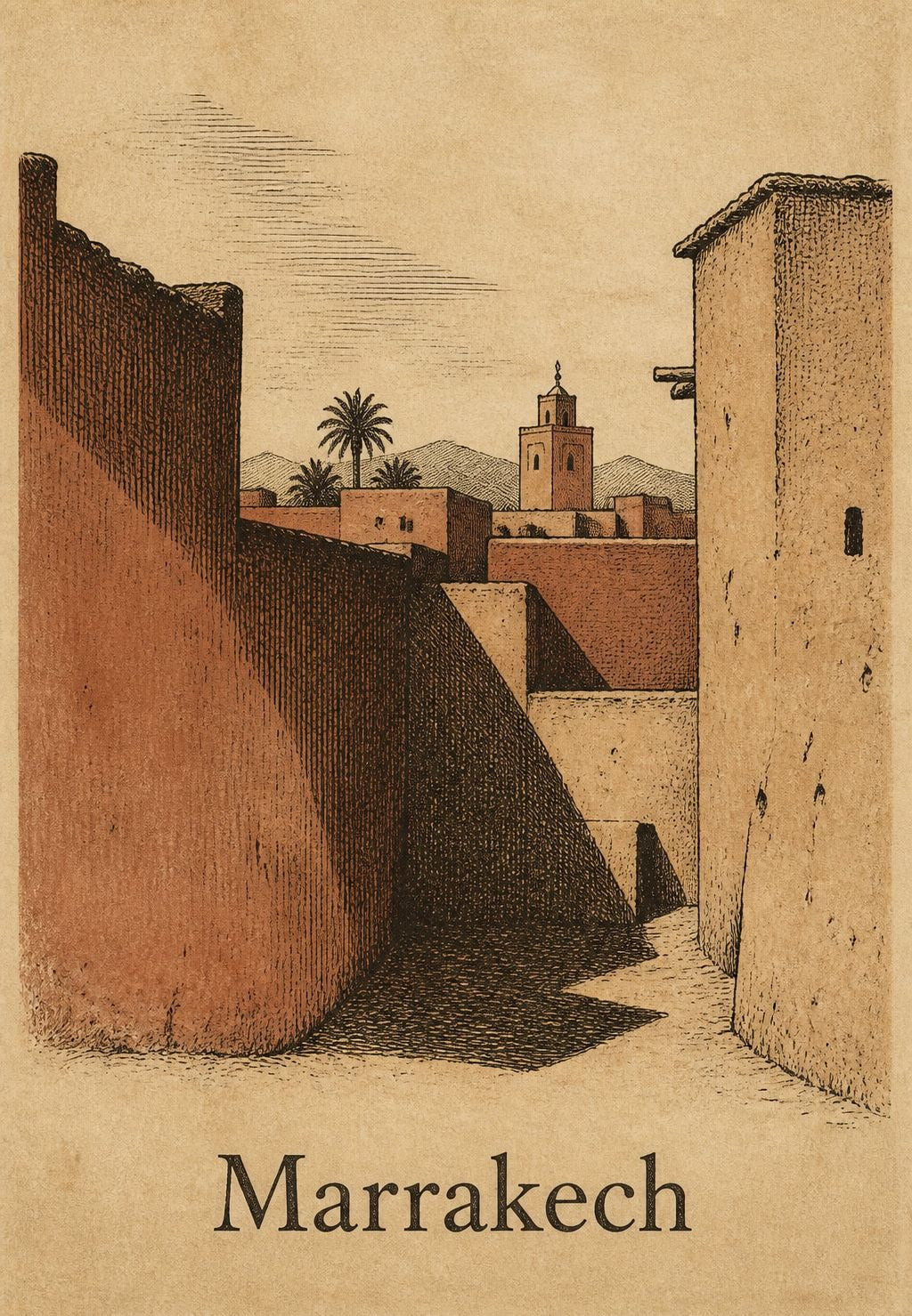 Callejón ocre de Marrakech