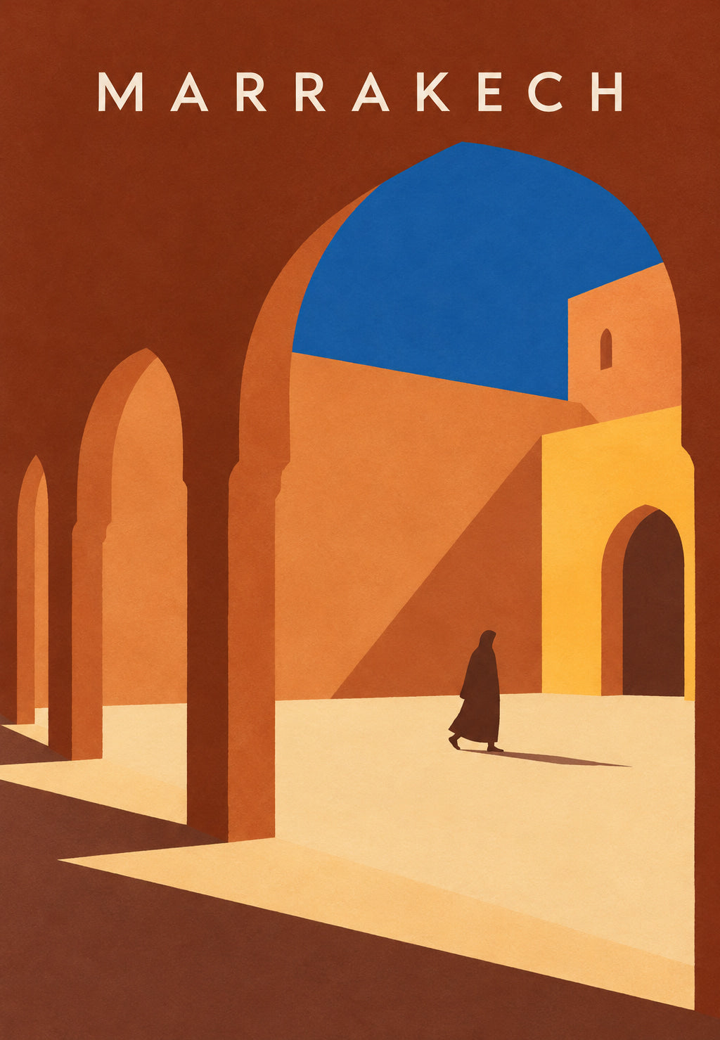 Silhouette sotto l'arco blu