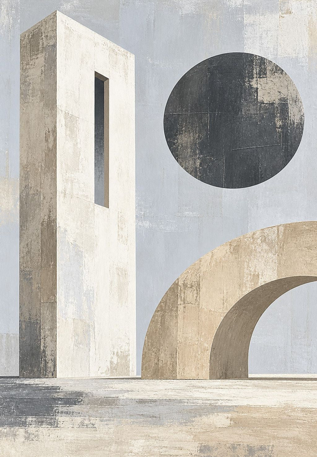 Tower, Black Circle and Stone Arch