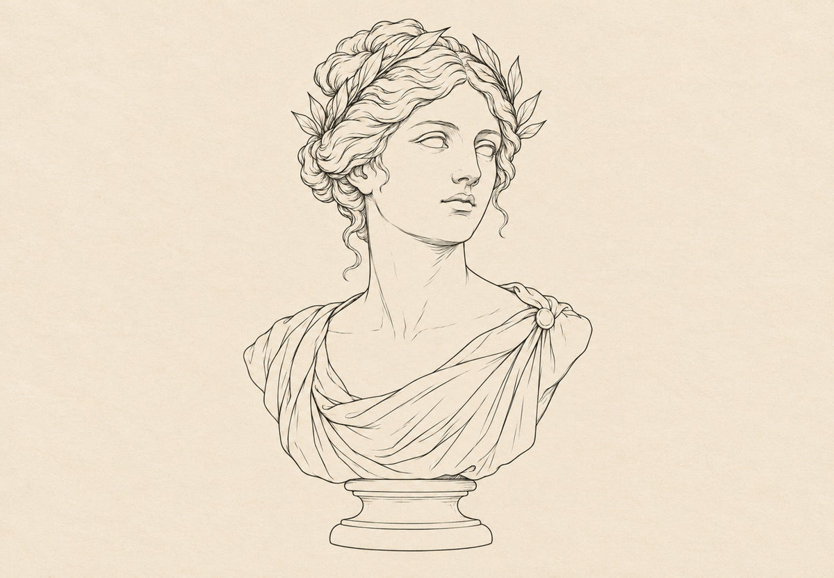 Antique Bust Crowned with Laurel (Landscape)