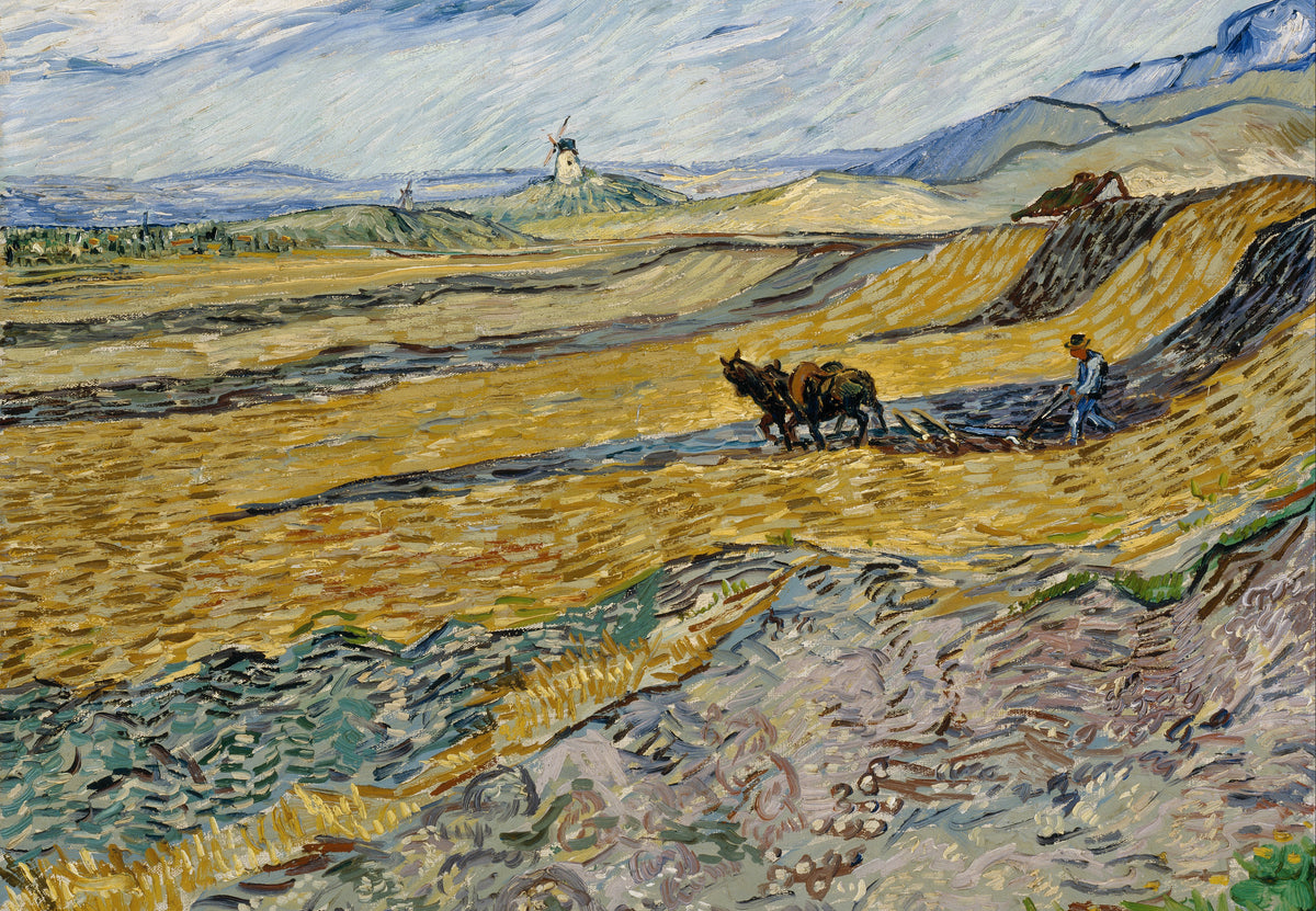 Eingezäuntes Feld mit Pflüger