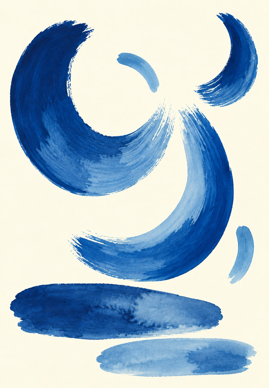Indigo Brushstroke Crescents