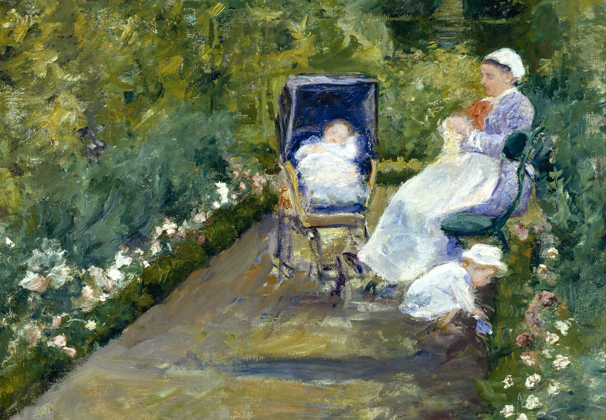 Bambini in un giardino, la bambinaia