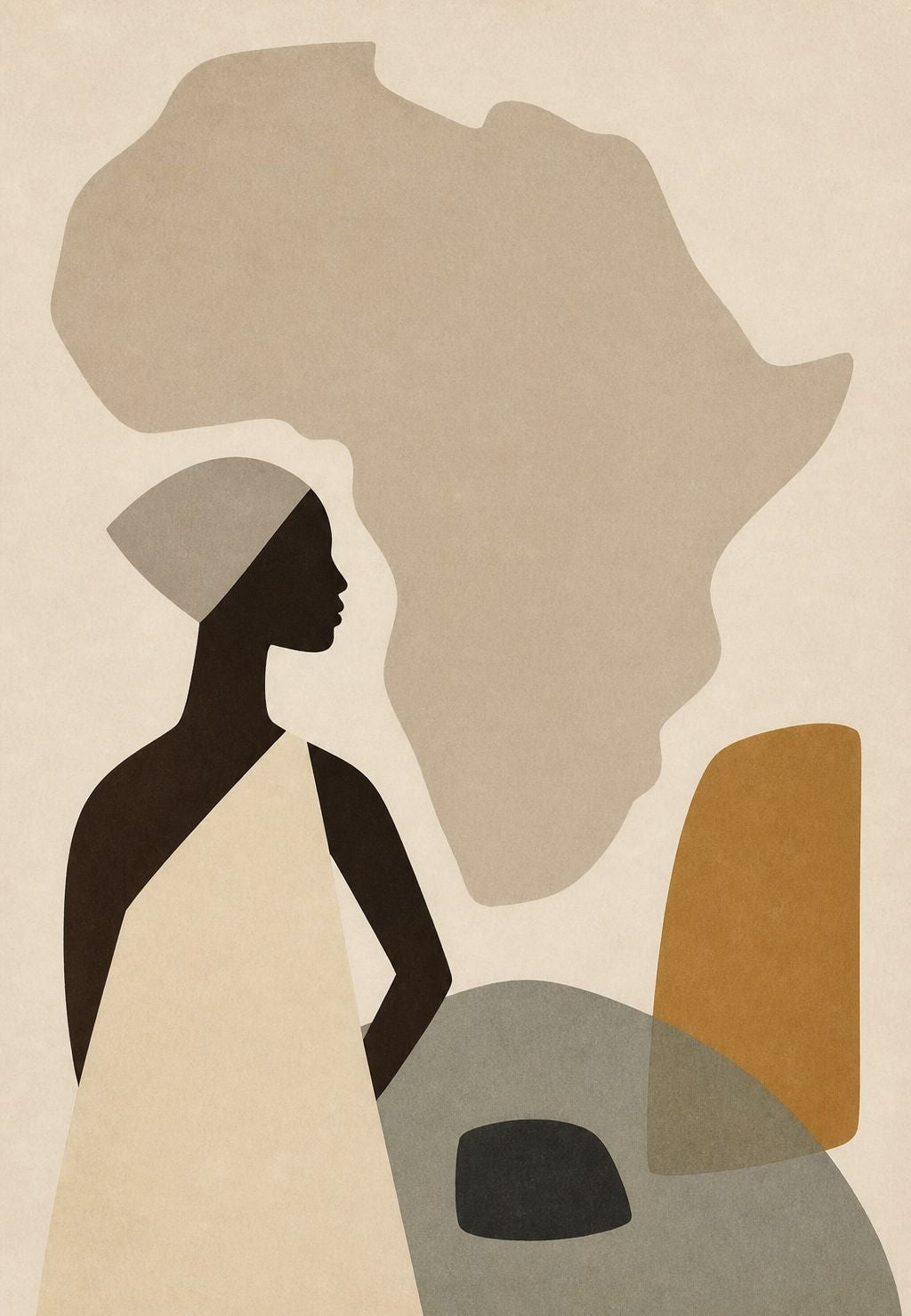 Žena v šátku před africkým kontinentem