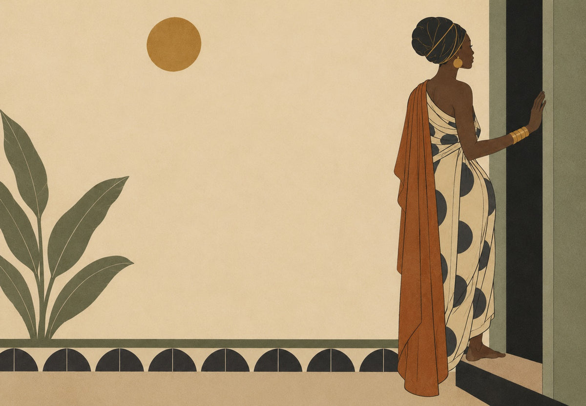 Woman with Turban and Ochre Shawl (Landscape)