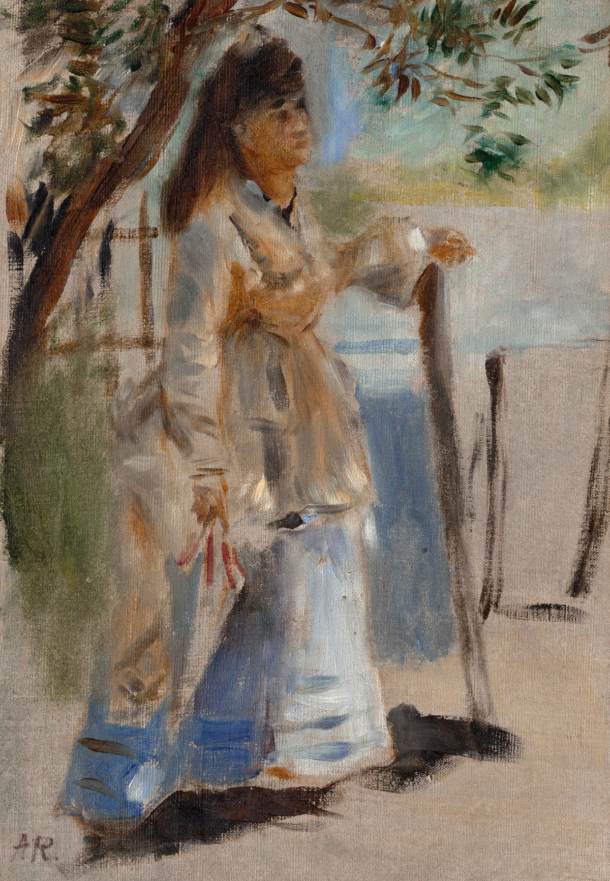 Frau am Zaun