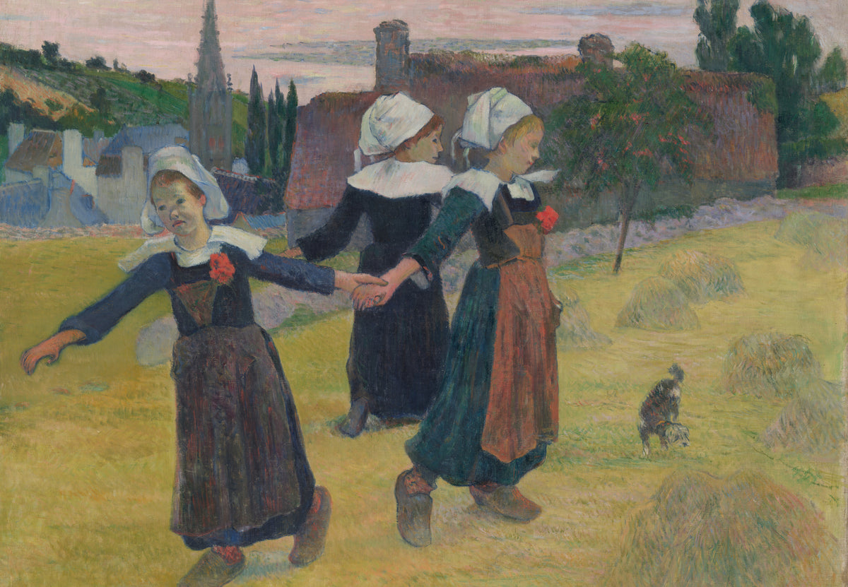 Junge Bretoninnen tanzen in Pont-Aven