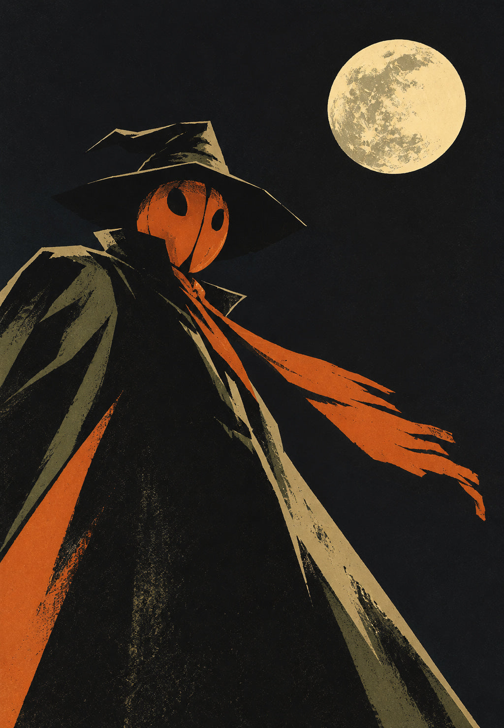 The Pumpkin-Headed Scarecrow Beneath the Full Moon