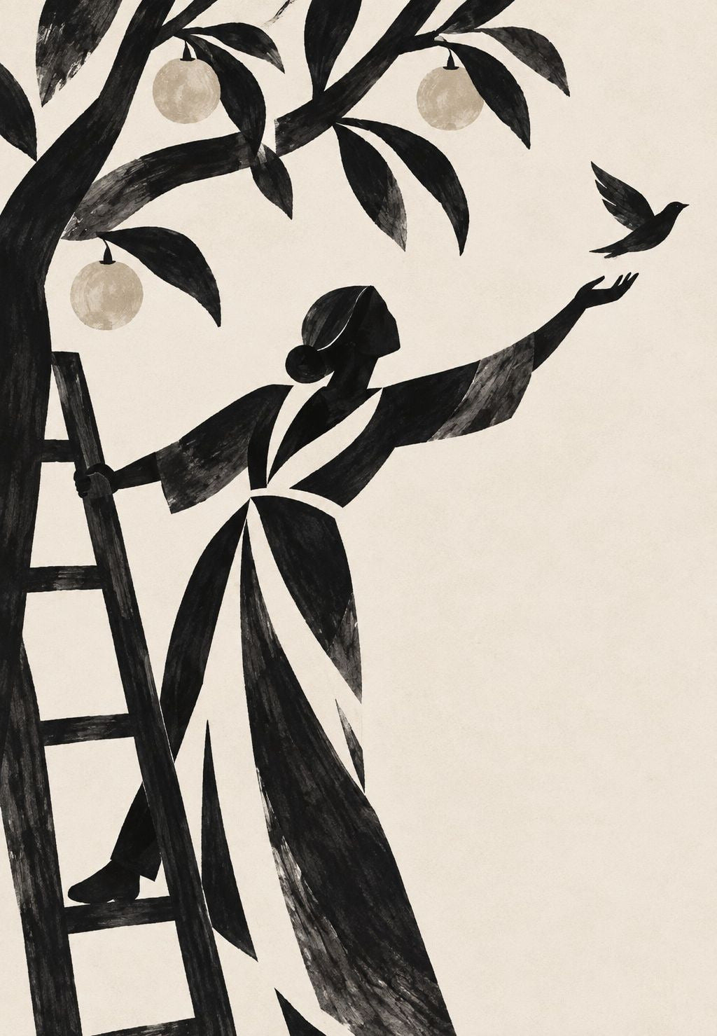 La cueilleuse et l'oiseau en vol