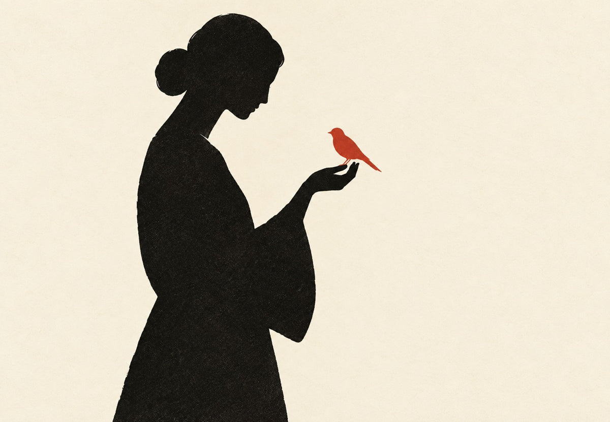 The Lady with the Red Bird (Landscape)