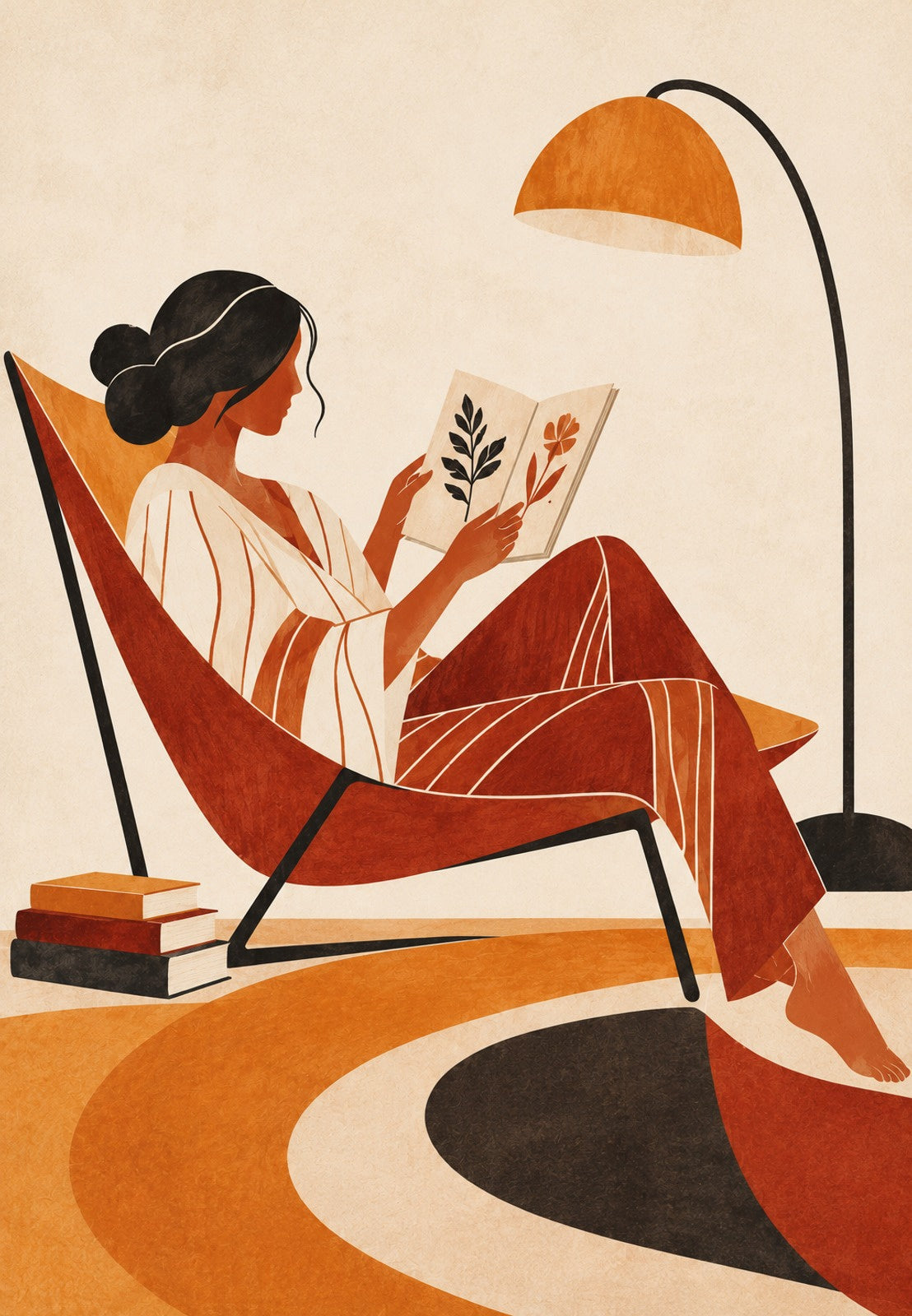 Lecture dans le fauteuil suspendu