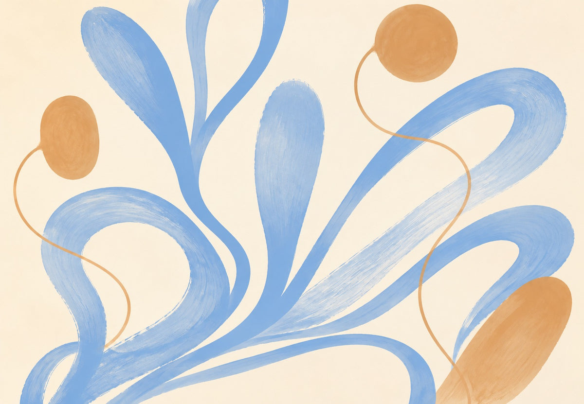 Blue Loops and Ochre Discs (Landscape)