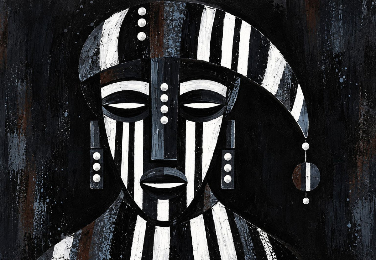 Maschera a righe e perle