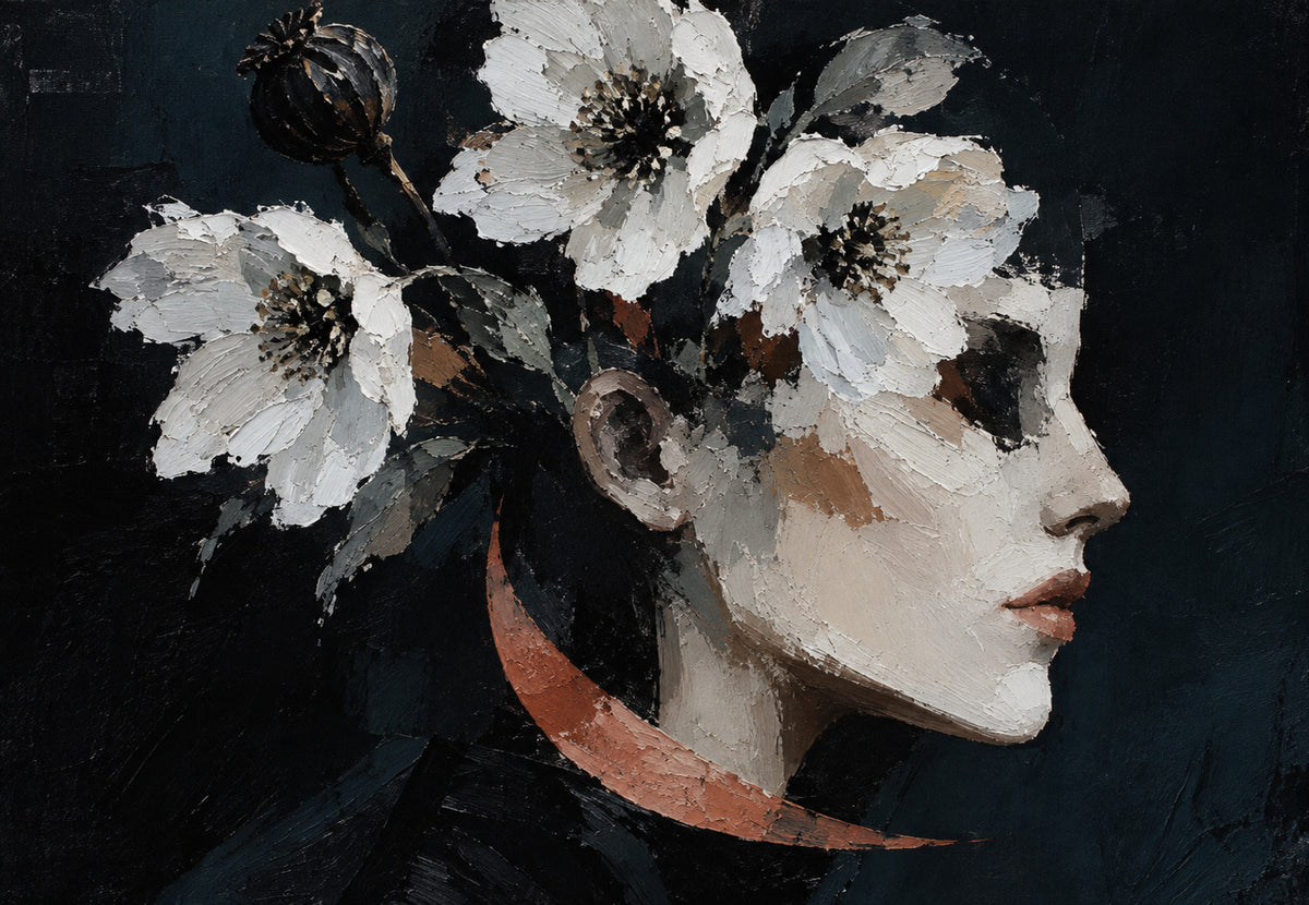 Profile with White Flowers