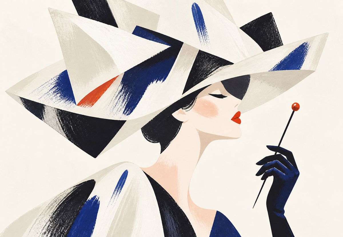 Perfil elegante com chapéu gráfico