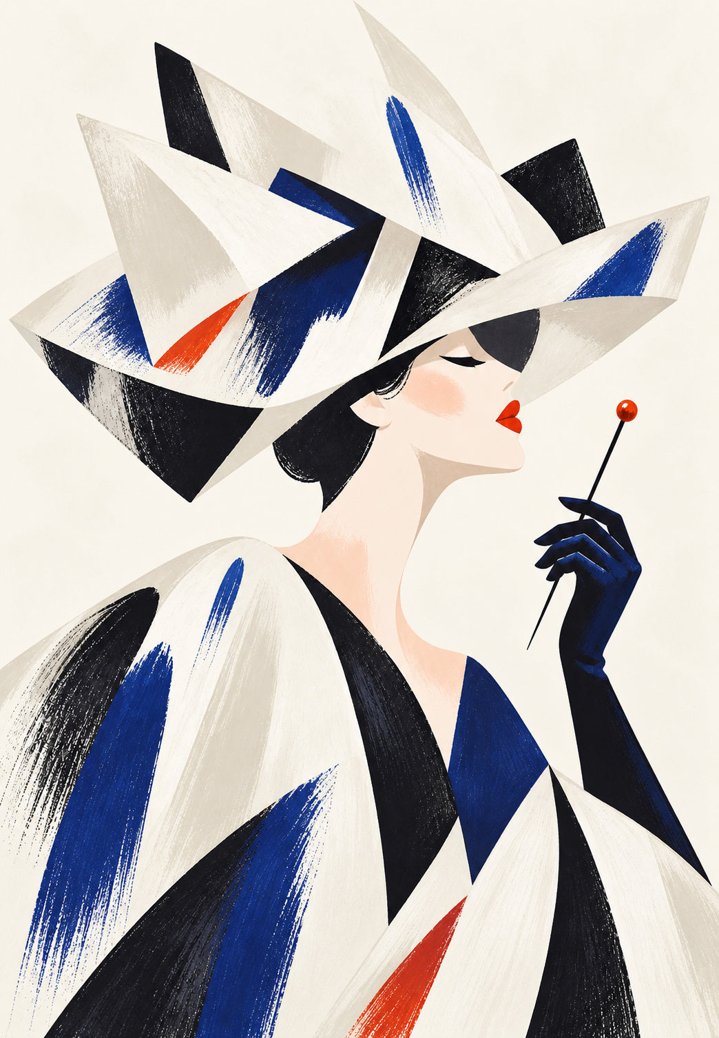 Elegant Profile in a Graphic Hat