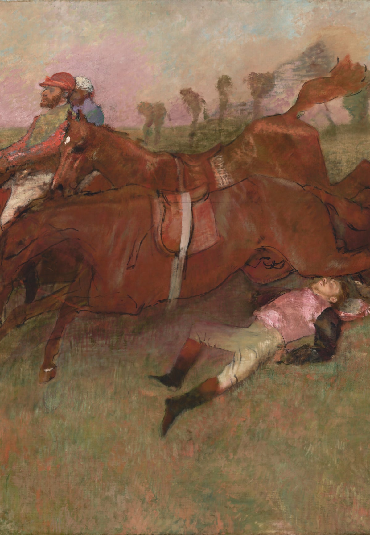 Szene vom Steeplechase (Der gestürzte Jockey)