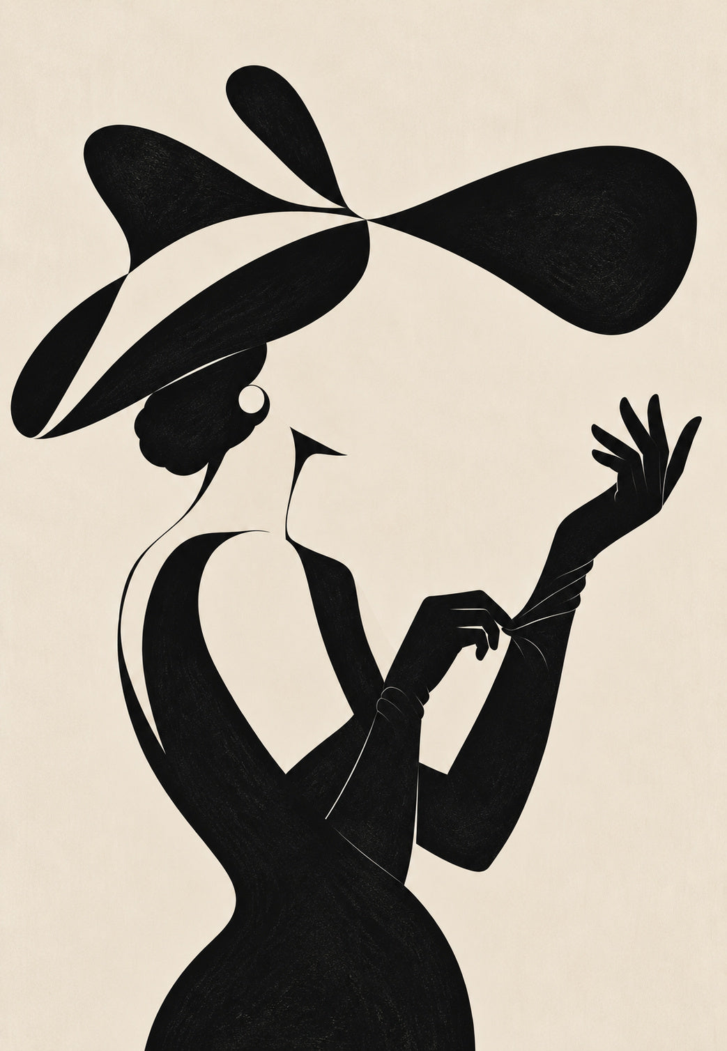 Silhouette mit breitkrempigem Hut