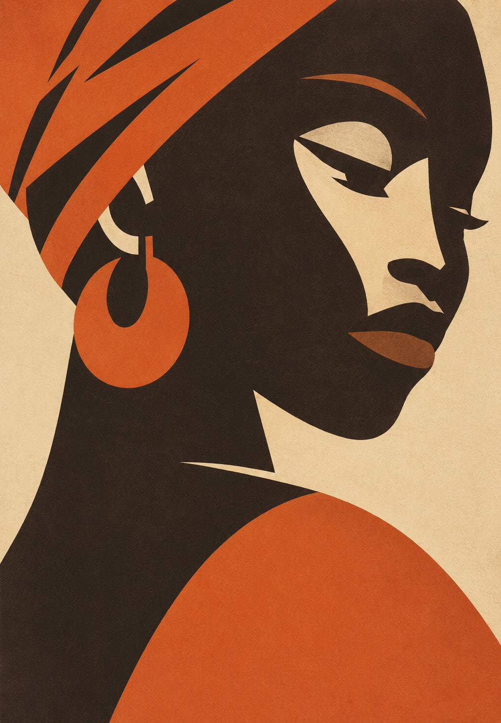 Silhouet met oranje tulband