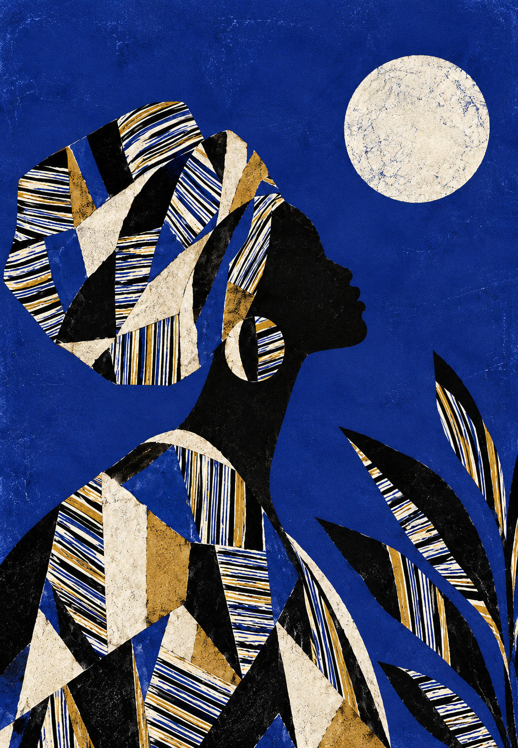 Silhouette con turbante sotto la luna