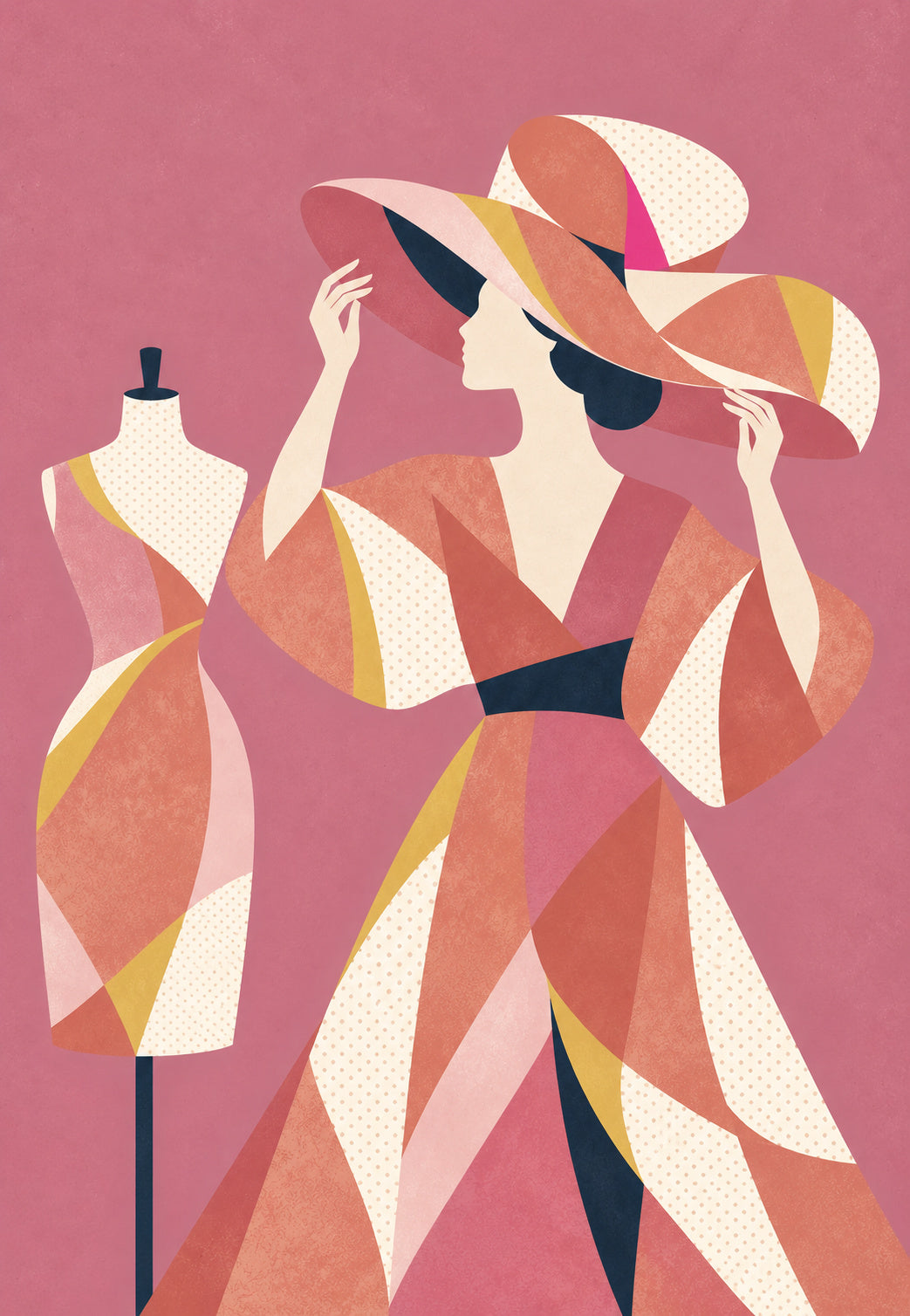 Elegant silhouette in a wide hat