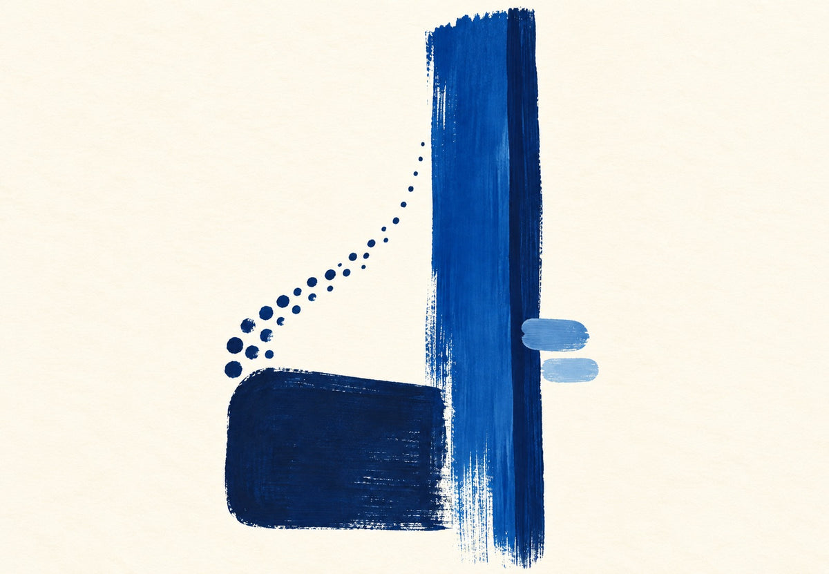 Blue Stroke and Constellation of Dots (Landscape)