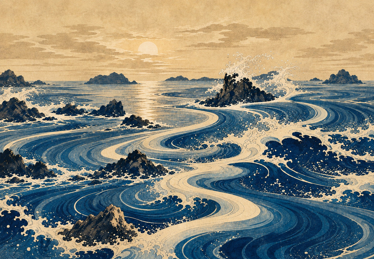 Les vagues entre les rochers (Paysage)