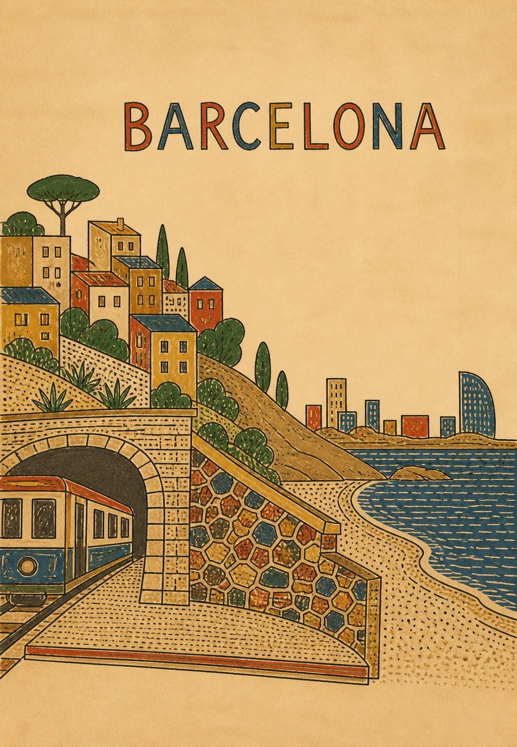 Barcelona - O viaduto de mosaico sobre o mar