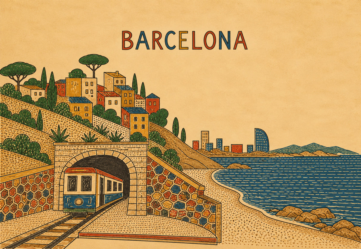 Barcelone - Le viaduc de mosaïque au-dessus de la mer (Paysage)