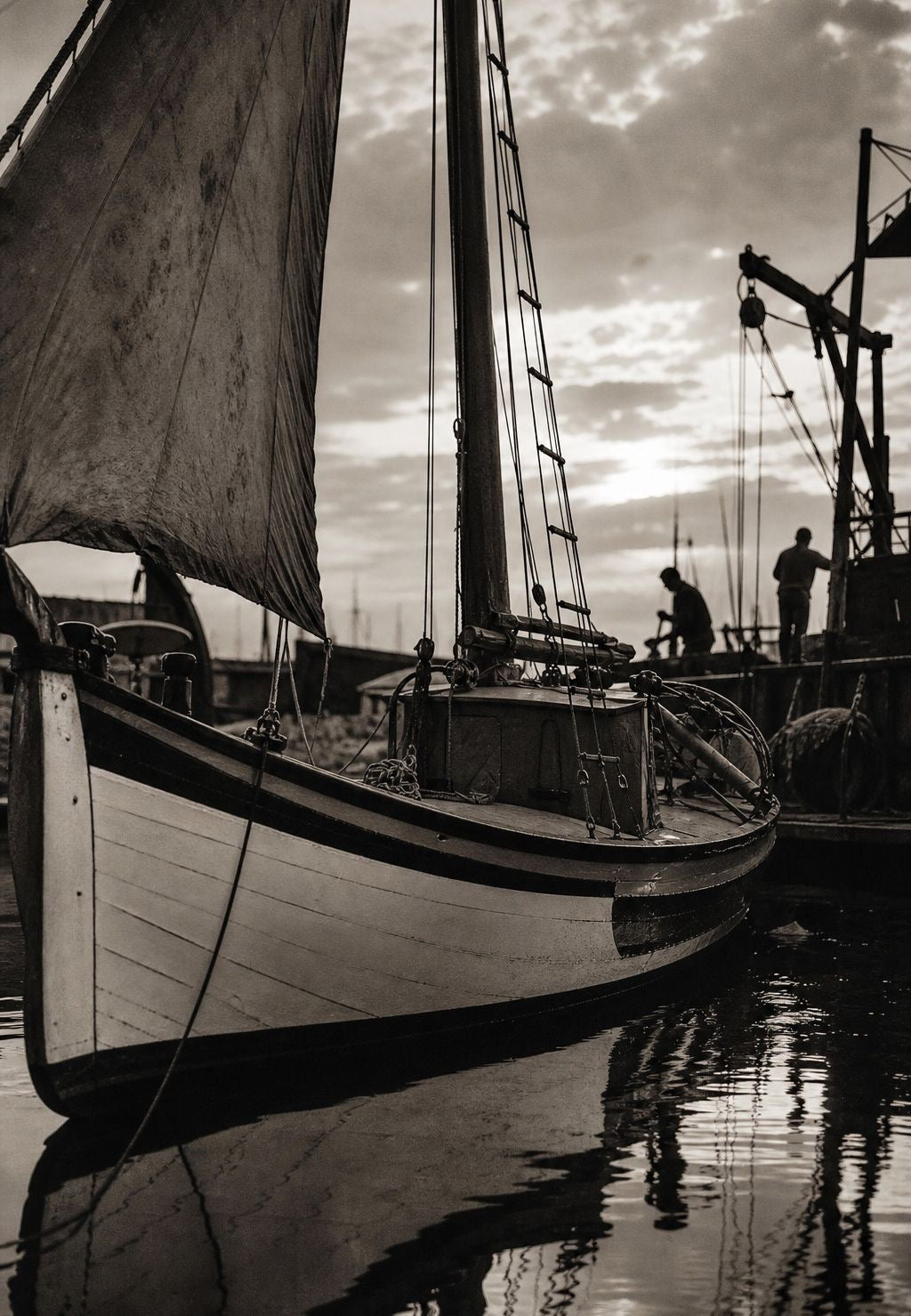 Sepiaspur im Hafen