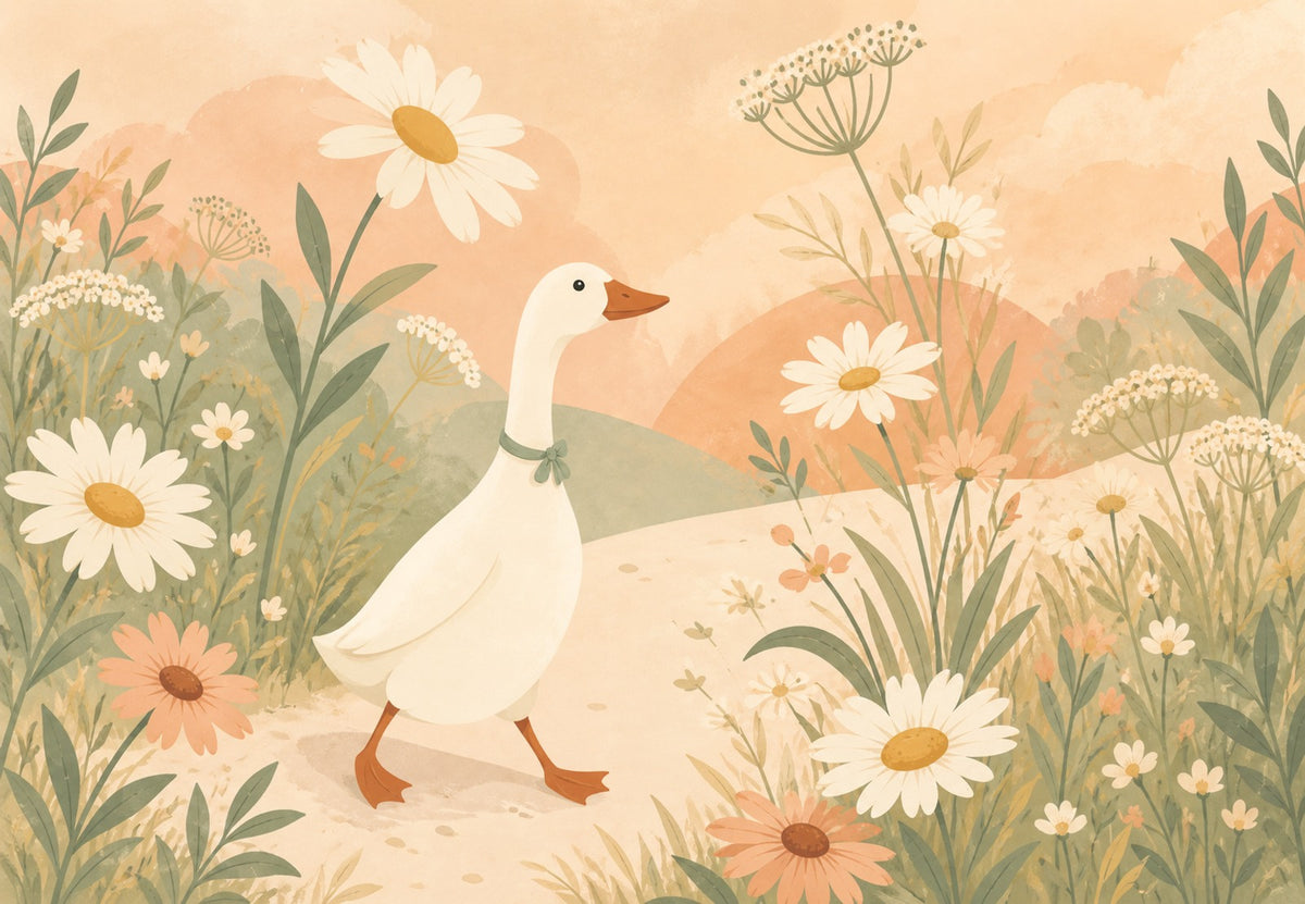 Die Gans auf dem Gänseblümchenweg (Querformat)