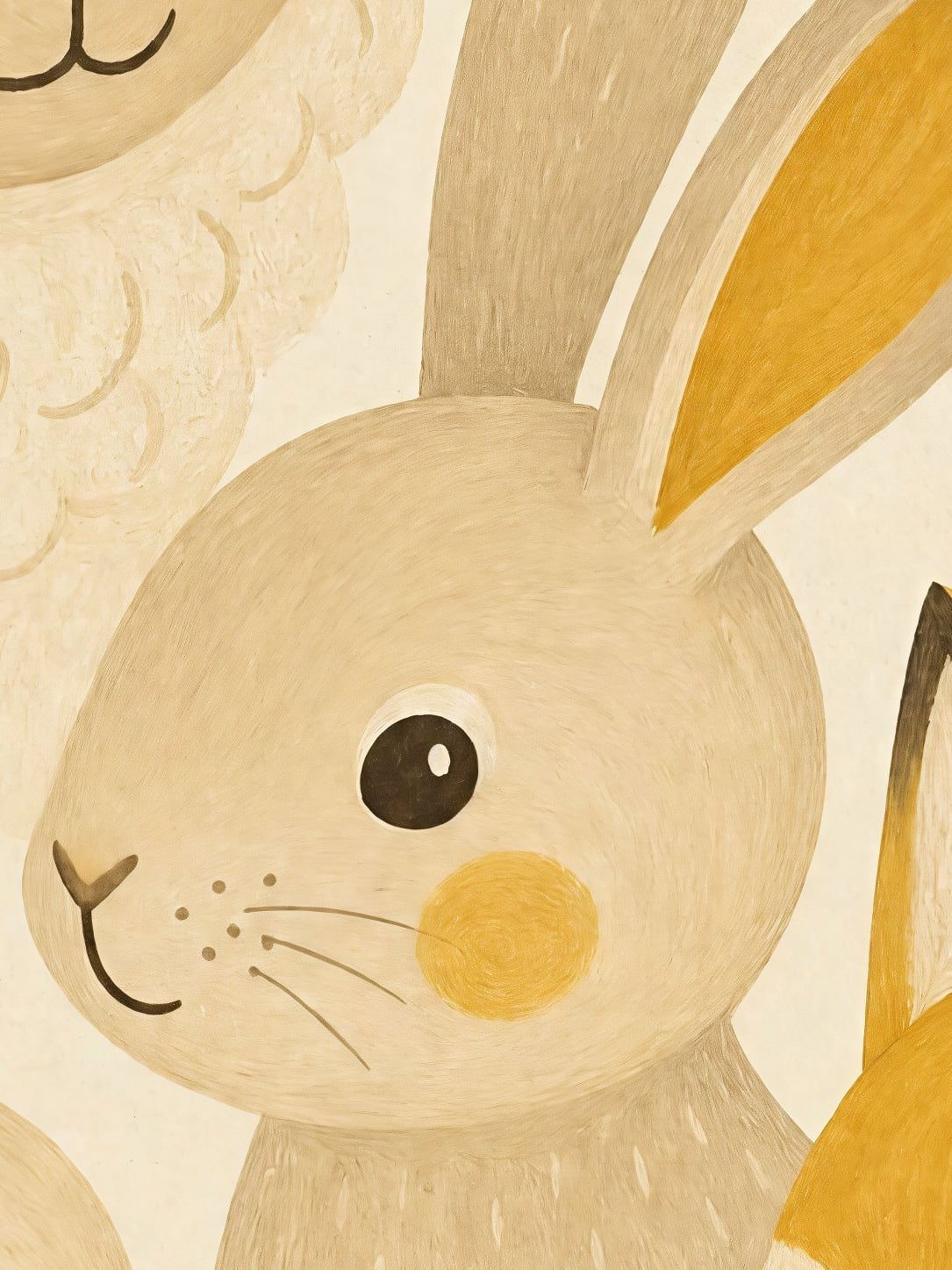 Detail a taille reelle du tirage, affiche bebes animaux agneau renard et caneton