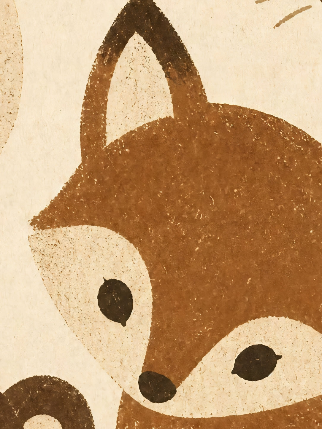 Detail a taille reelle du tirage, affiche bebes animaux compagnons des bois