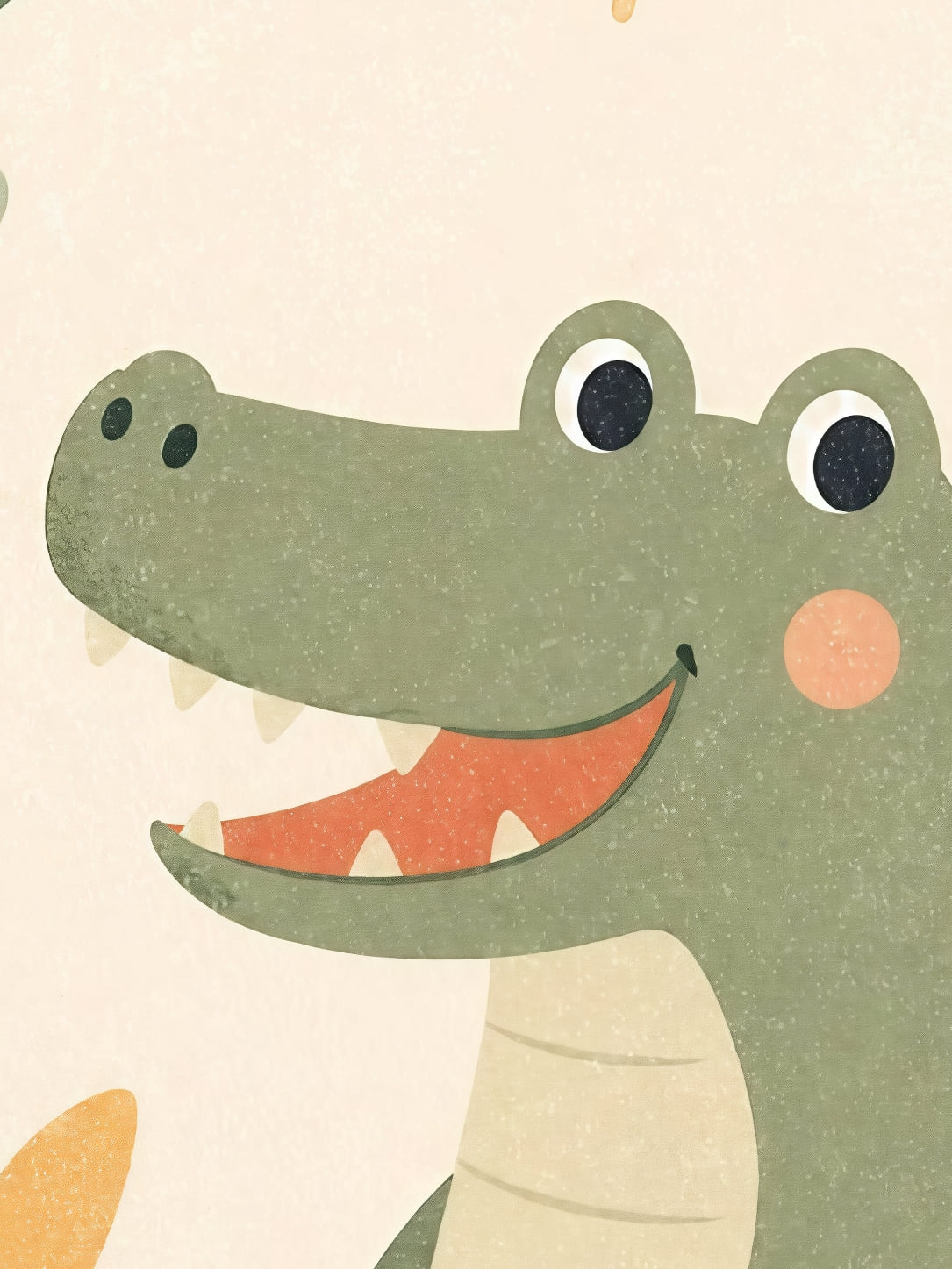 Detail a taille reelle du tirage, affiche bebes animaux crocodile au soleil