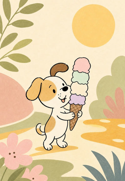 Der Welpe mit dem Eis