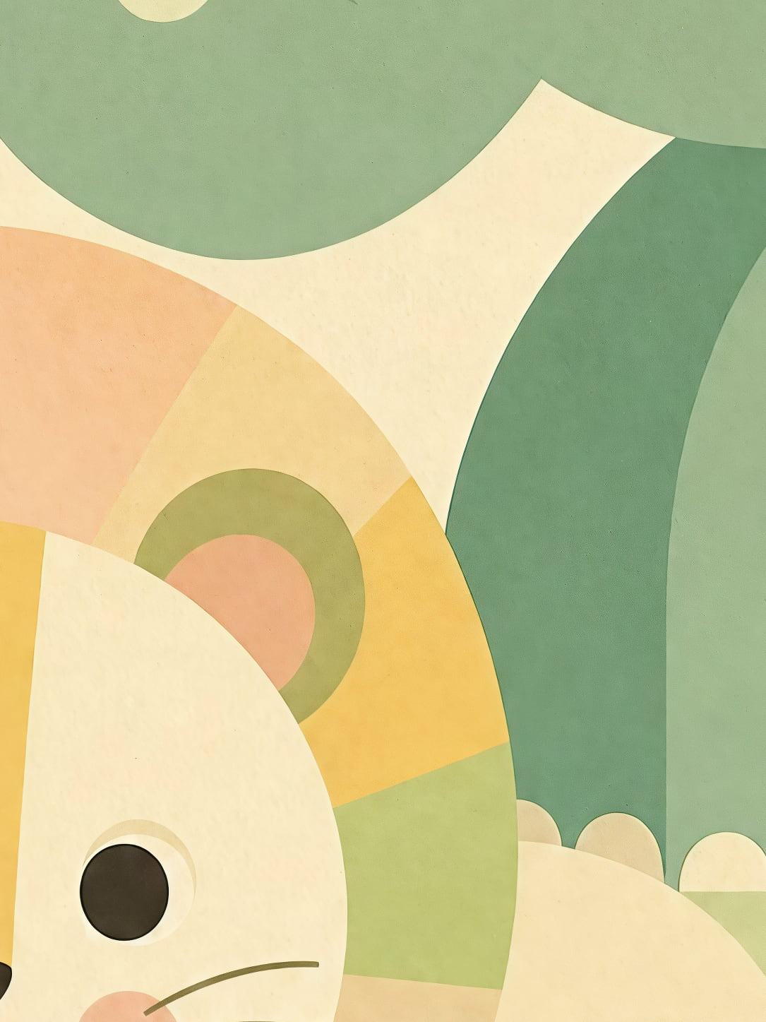 Detail a taille reelle du tirage, affiche bebes animaux lion elephant et lapin pastel