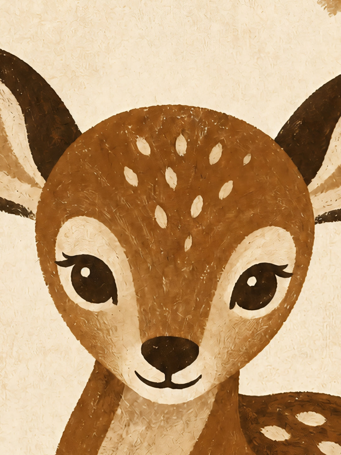 Detail a taille reelle du tirage, affiche bebes animaux petit faon au soleil