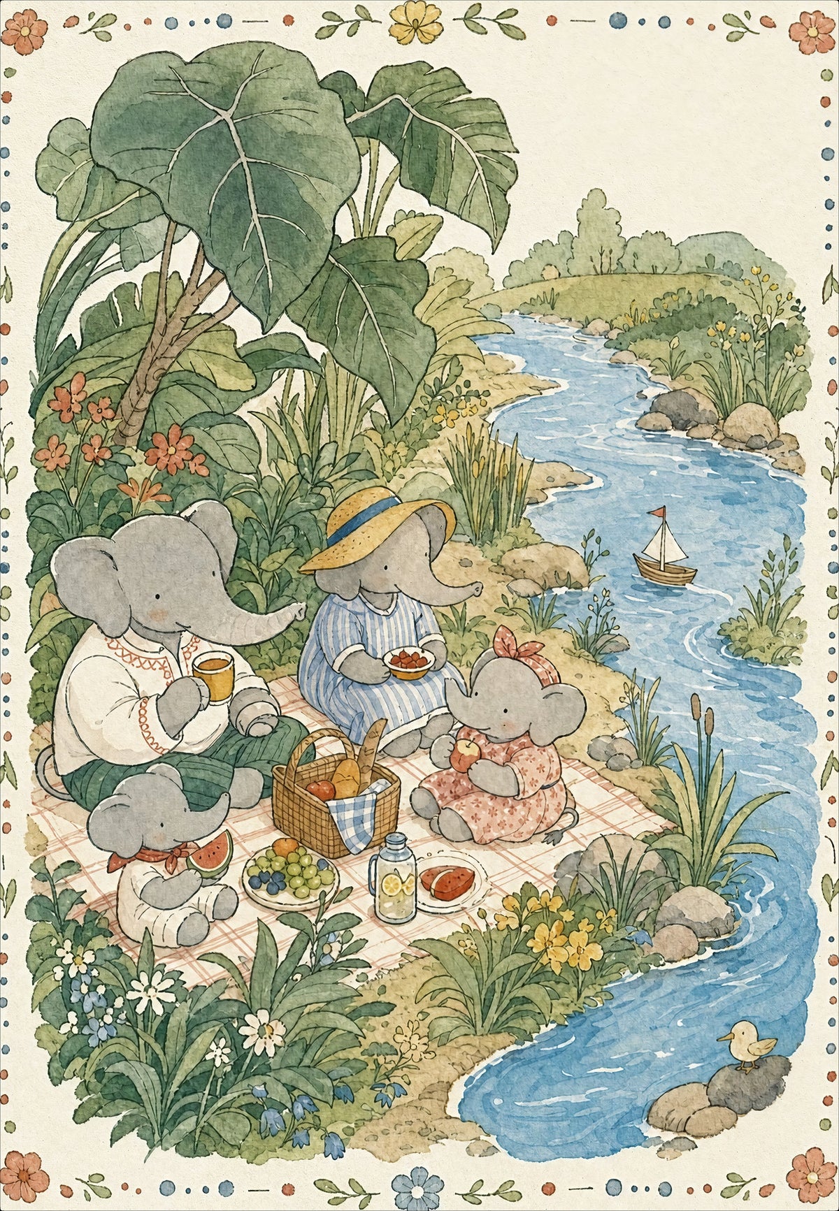 Picknick, Elefantenfamilie