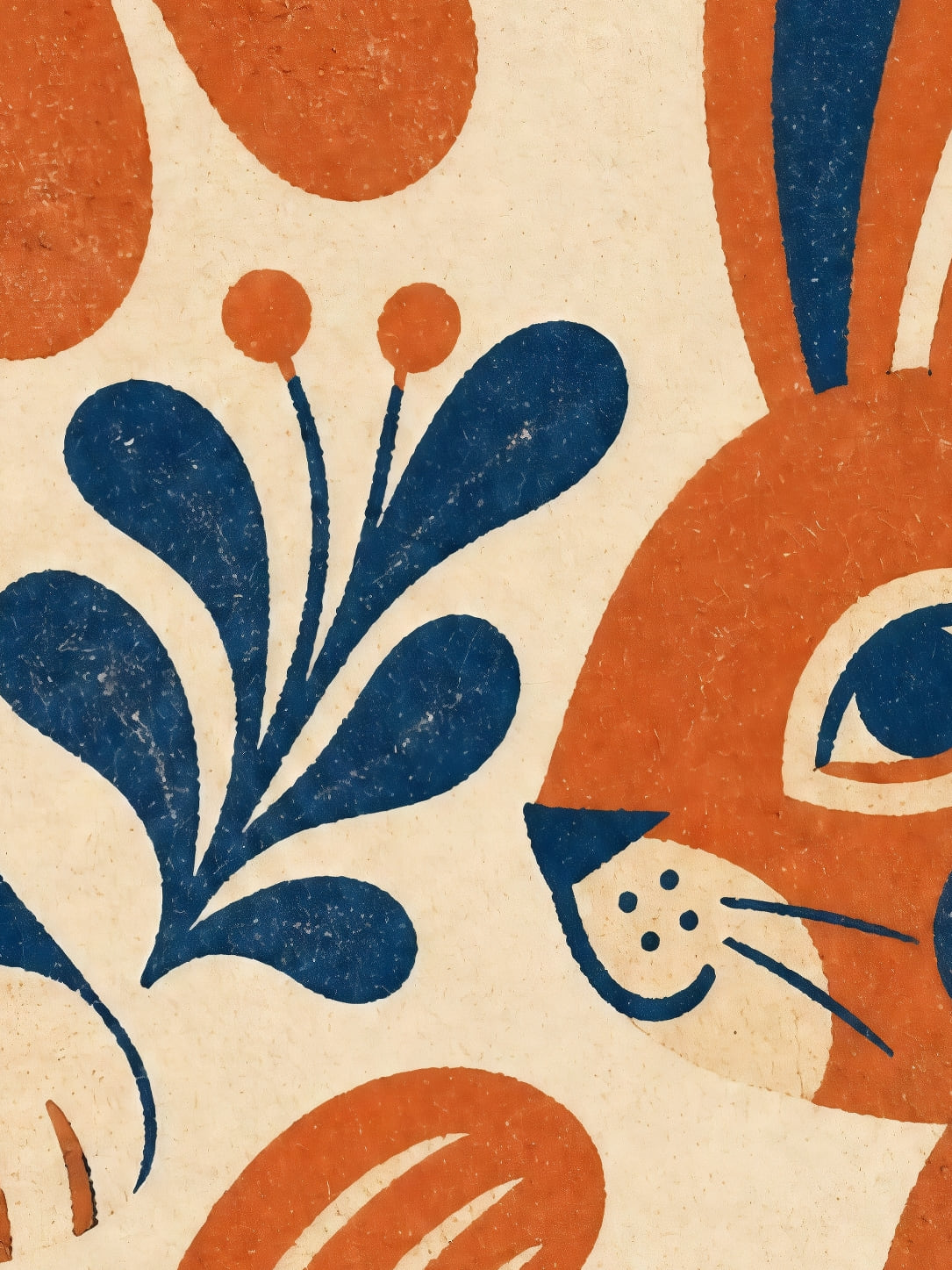 Detail a taille reelle du tirage, affiche bebes animaux serigraphie lion lapin et poisson